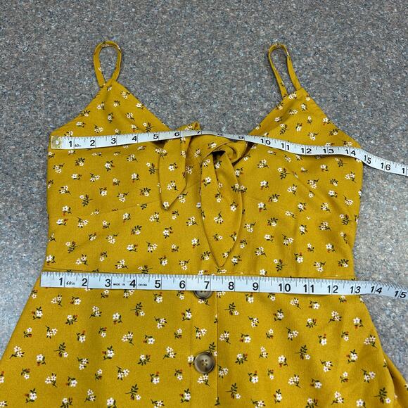 Gold Floral Sundress Size Small - Picture 3 of 5